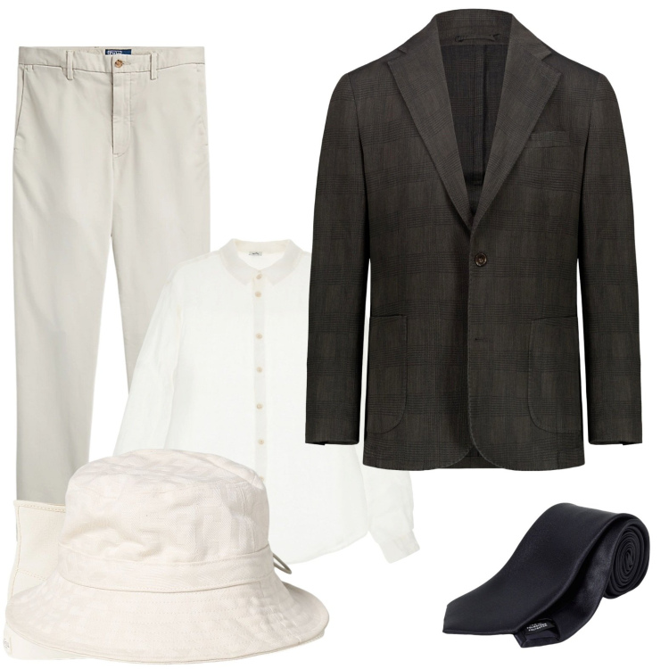 Outfit uomo - Festa a tema - bianco e nero. Stile Casual per Tutti i giorni. Abbinamento con camicie, pantaloni chino, sneakers, giacche, cravatte, cappelli.