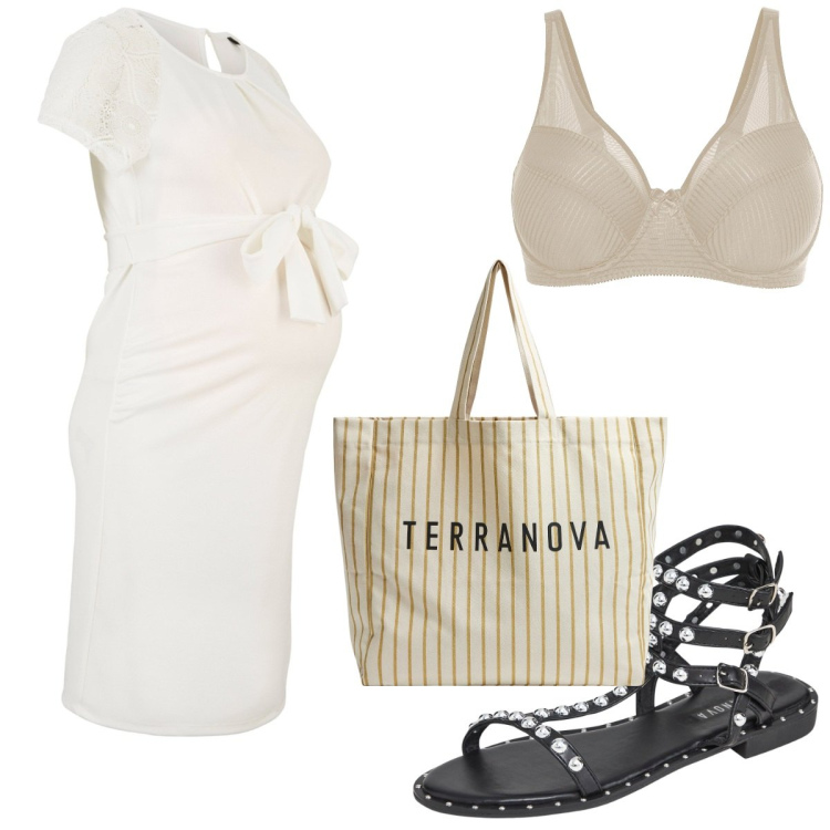 Outfit donna - Total look #1918771. Stile Trendy per Tutti i giorni. look ideale per Premaman. Abbinamento con reggiseni, vestiti, sandali, borse tote.