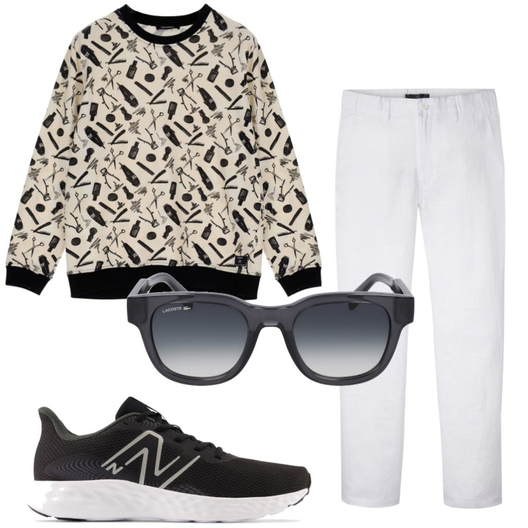 Outfit uomo - Total look #1918772. Stile Trendy per Tutti i giorni. Abbinamento con pantaloni, scarpe sportive, felpe, occhiali da sole.