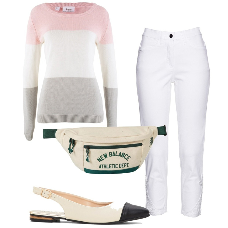 Outfit donna - Total look #1918774. Stile Basic per Tutti i giorni. Abbinamento con maglieria, jeans, ballerine, marsupi.