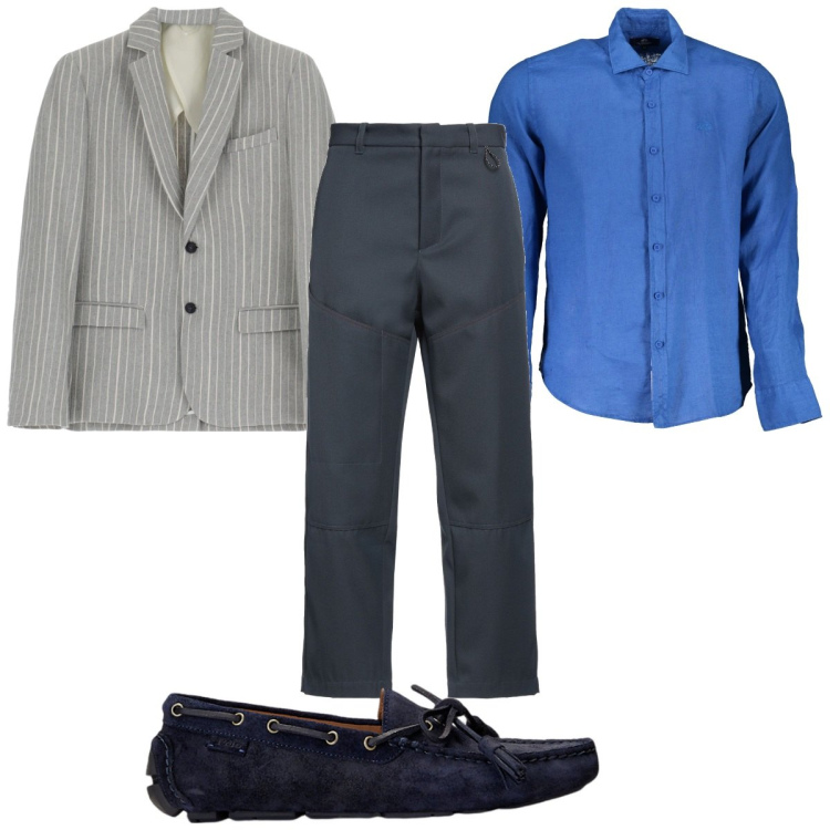 Outfit uomo - Total look #1918782. Stile Casual per Tutti i giorni. Abbinamento con pantaloni, giacche, scarpe stringate, camicie.