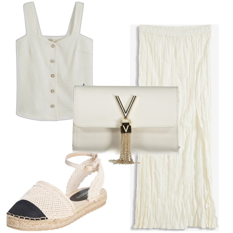 Outfit donna - Total look #1918939. Stile Boho per Tutti i giorni. Abbinamento con gonne lunghe, top, espadrillas, borse a tracolla.