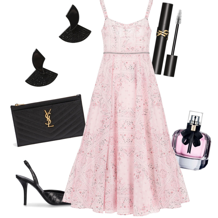Outfit donna - Romantico slip dress. Stile Romantica per Serata fuori. Abbinamento con mascara, profumi, vestiti lunghi, pochette, décolleté, orecchini.