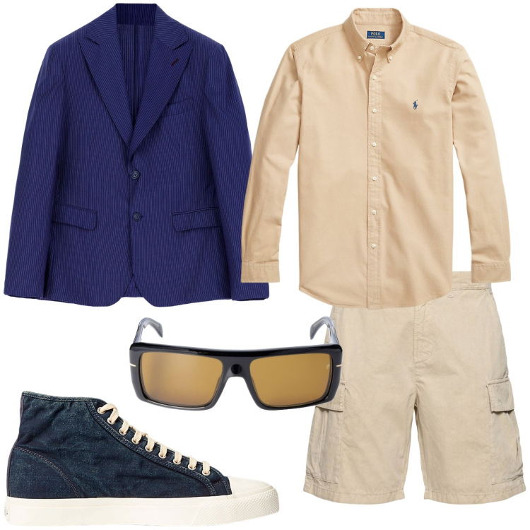 Outfit uomo - Bermuda. Stile Casual per Tutti i giorni. Abbinamento con giacche, sneakers, camicie, occhiali da sole, shorts.