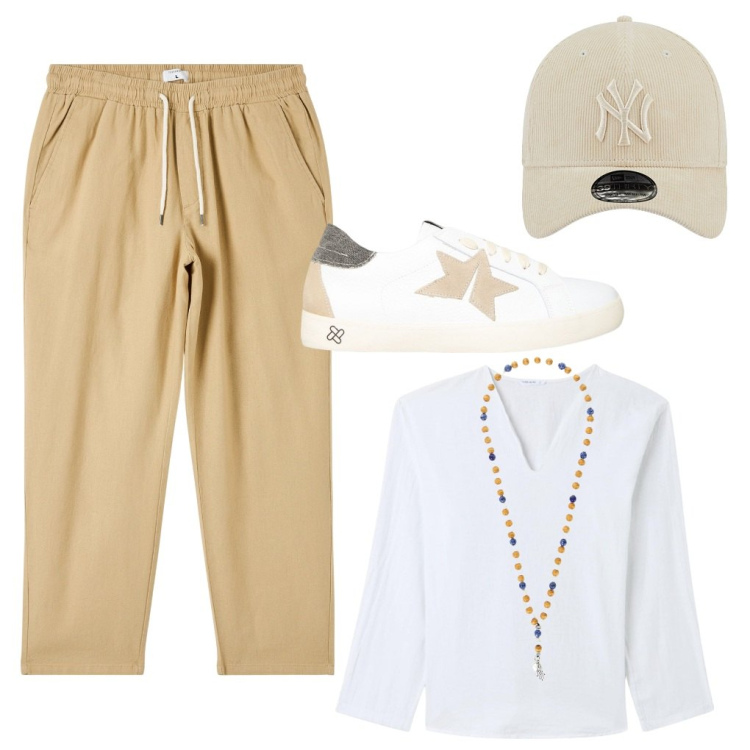 Outfit uomo - Federico: a bordo piscina. Stile Casual per Serata speciale. Abbinamento con pantaloni, camicie, sneakers, collane, cappelli con visiera.