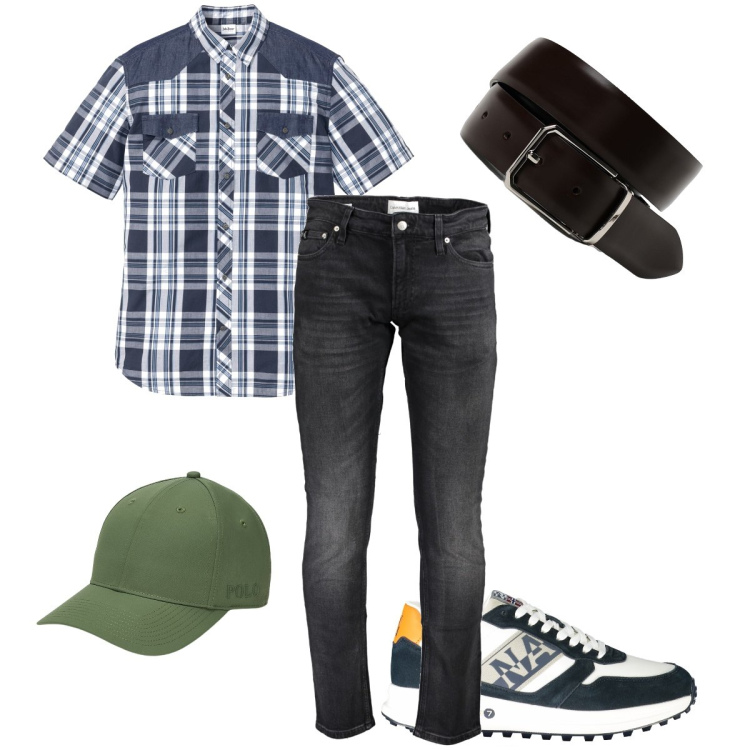 Outfit uomo - La camicia a quadri. Stile Casual per Tutti i giorni. Abbinamento con camicie a manica corta, cappelli, sneakers, jeans slim fit, cinture.