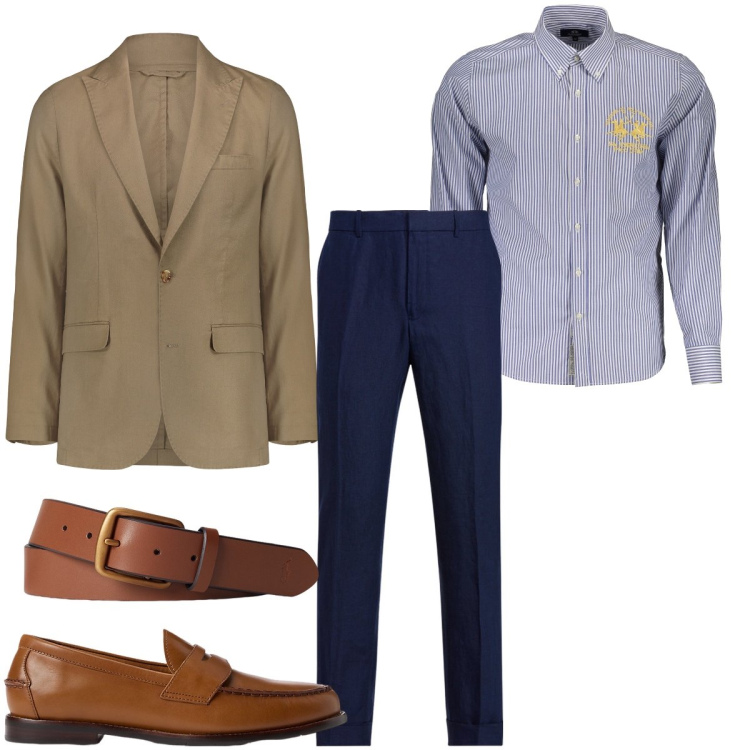 Outfit uomo - Festa di anniversario. Stile Business/Elegante per Cerimonia. Abbinamento con scarpe stringate, cinture, pantaloni, camicie, giacche.