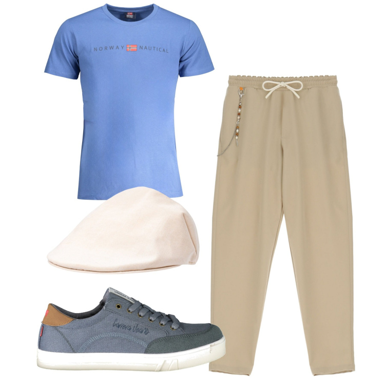 Outfit uomo - Total look. Stile Casual per Tutti i giorni. Abbinamento con pantaloni, cappelli e berretti, sneakers, t-shirt.