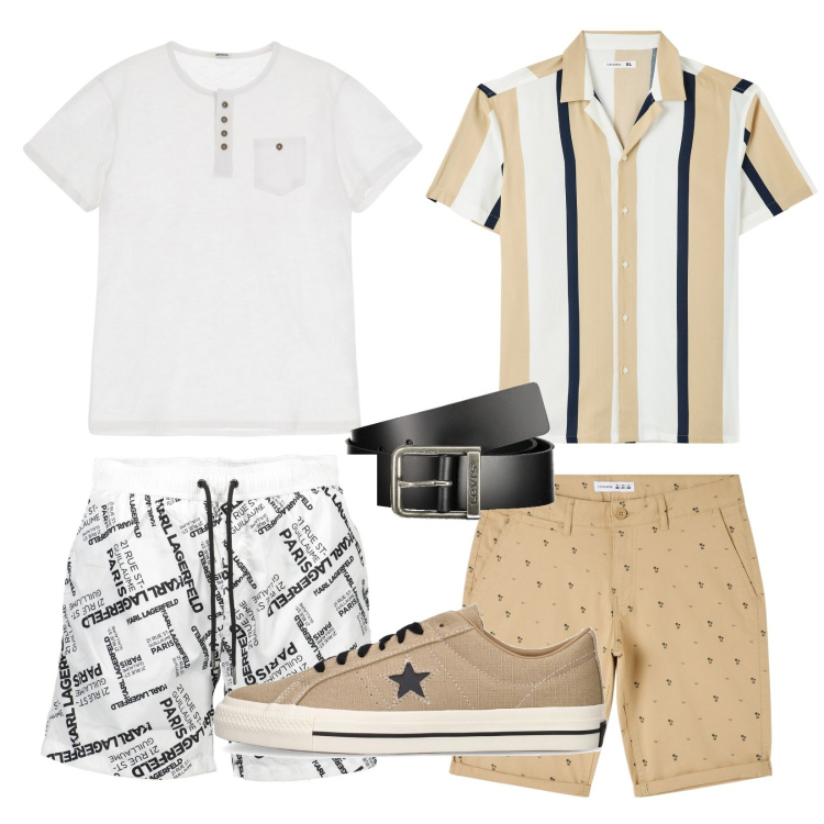 Outfit uomo - Irrinunciabili per le vacanze!!!. Stile Casual per Mare. Abbinamento con camicie a manica corta, shorts, t-shirt, sneakers, cinture, costumi.