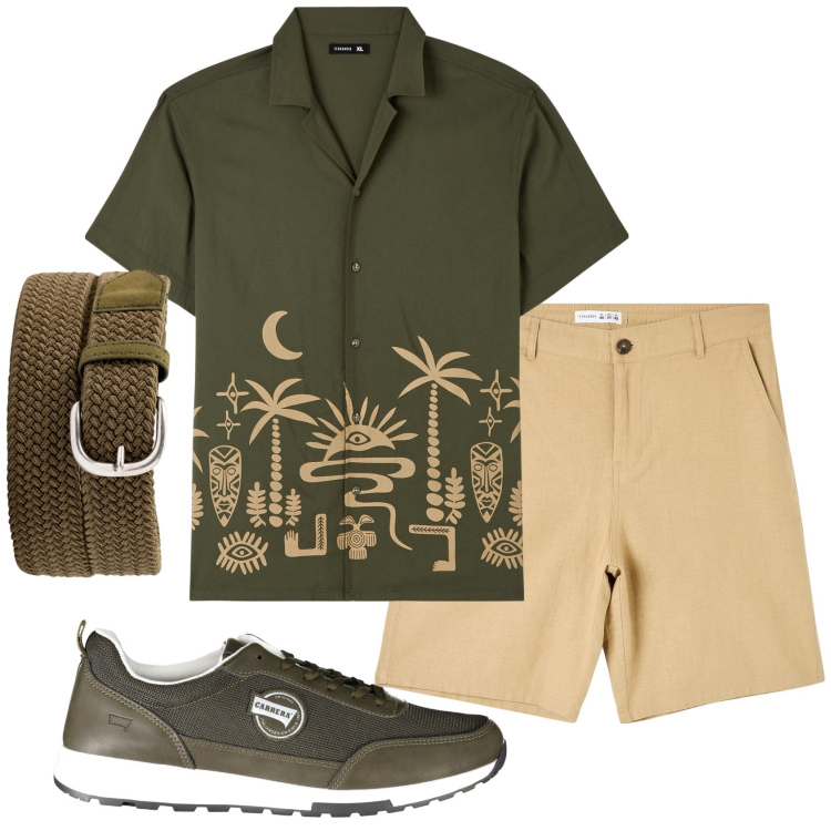 Outfit uomo - Total look #1920177. Stile Casual per Tutti i giorni. Abbinamento con camicie a manica corta, shorts, cinture, sneakers.
