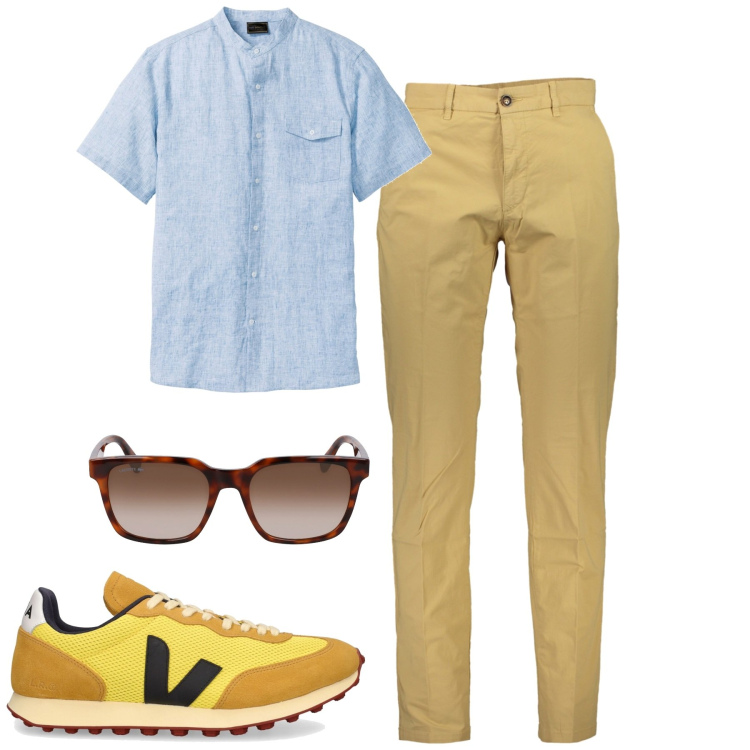 Outfit uomo - Total look #1921027. Stile Casual per Tutti i giorni. Abbinamento con camicie a manica corta, sneakers, pantaloni, occhiali da sole.