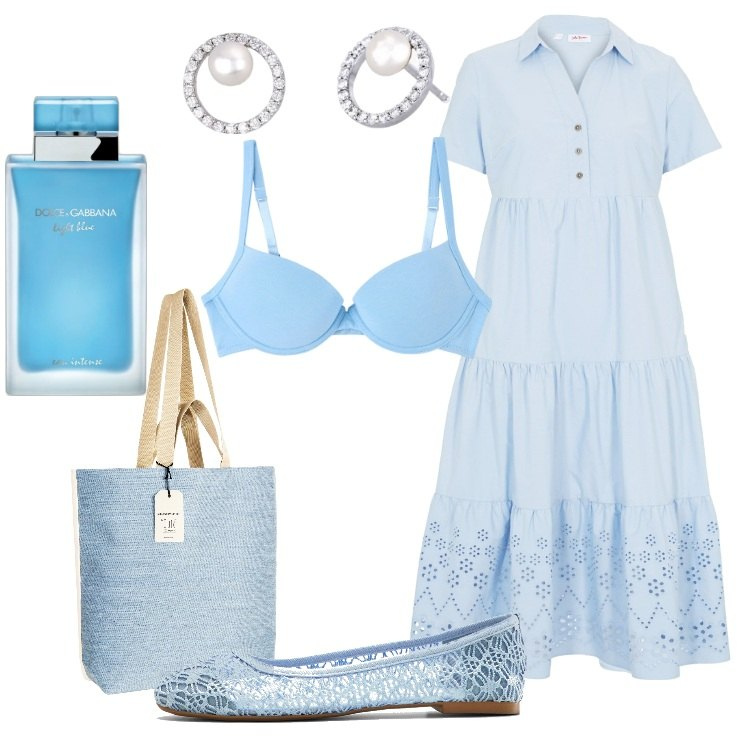Outfit donna - Romantic. Stile Romantica per Tutti i giorni. Abbinamento con vestiti, ballerine, profumi, reggiseni push-up, orecchini, borse tote.