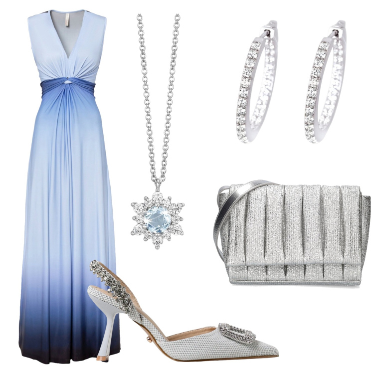 Outfit donna - Total look #1921306. Stile Glamour per Cerimonia. Abbinamento con orecchini, collane, vestiti, borse a spalla, scarpe col tacco.