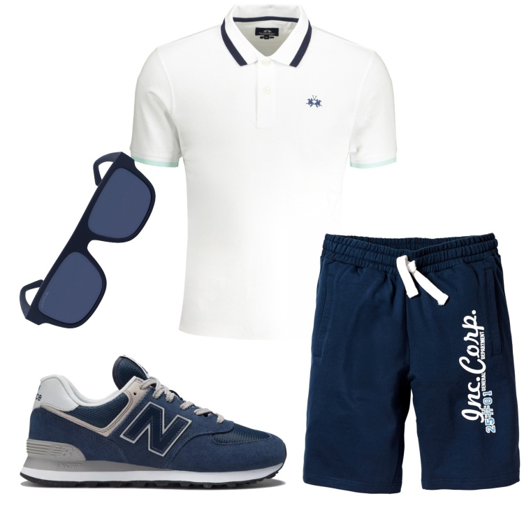 Outfit uomo - Total look #1921315. Stile Casual per Tutti i giorni. Abbinamento con bermuda, sneakers, occhiali da sole, polo.