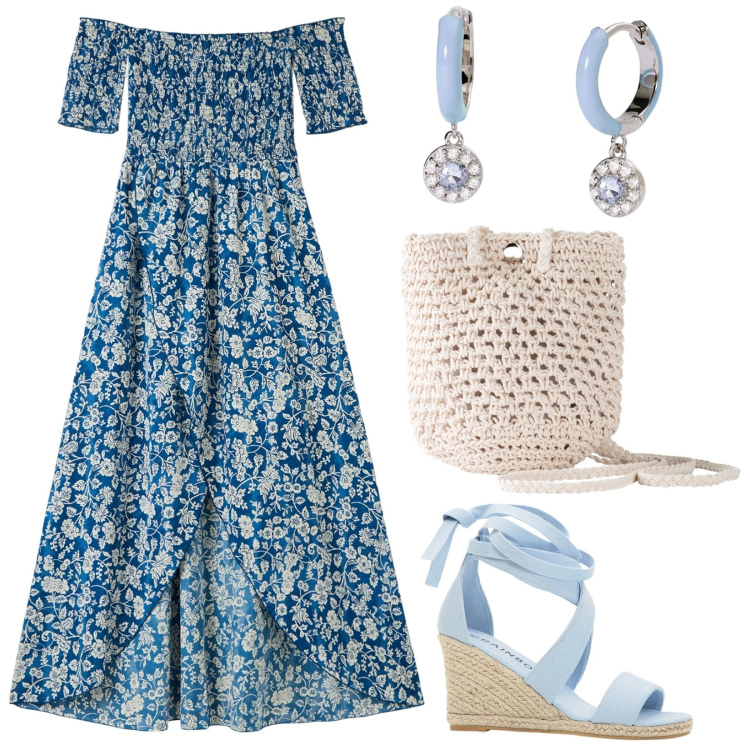 Outfit donna - Il bello della semplicità. Stile Basic per Tutti i giorni. Abbinamento con borse a tracolla, sandali, vestiti lunghi, orecchini.