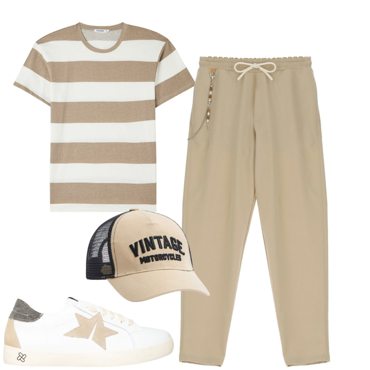 Outfit uomo - Total look #1921426. Stile Casual per Tutti i giorni. Abbinamento con t-shirt, cappelli, sneakers, pantaloni.