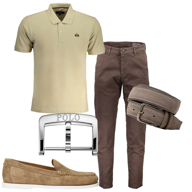 Outfit uomo - In ufficio. Stile Urban per Ufficio. Abbinamento con scarpe stringate, orologi, pantaloni, cinture, polo.