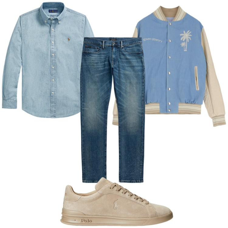 Outfit uomo - Total look #1921569. Stile Casual per Tutti i giorni. Abbinamento con giacche, sneakers, jeans, camicie.