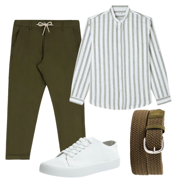 Outfit uomo - Total look #1921748. Stile Casual per Tutti i giorni. Abbinamento con camicie, sneakers, pantaloni, cinture.