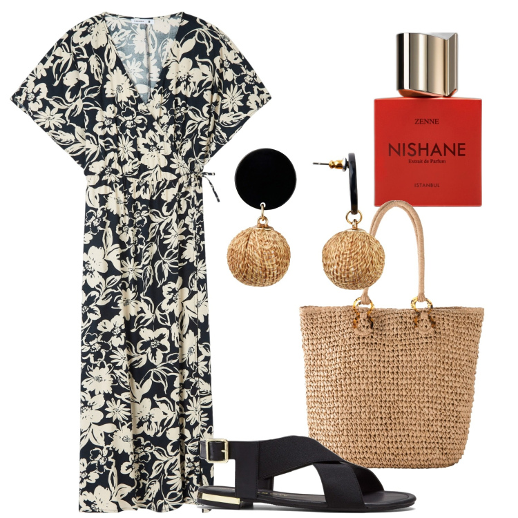 Outfit donna - Cuore di geisha. Stile Chic per Tutti i giorni. Abbinamento con orecchini, sandali, shopping bag, profumi, vestiti lunghi.