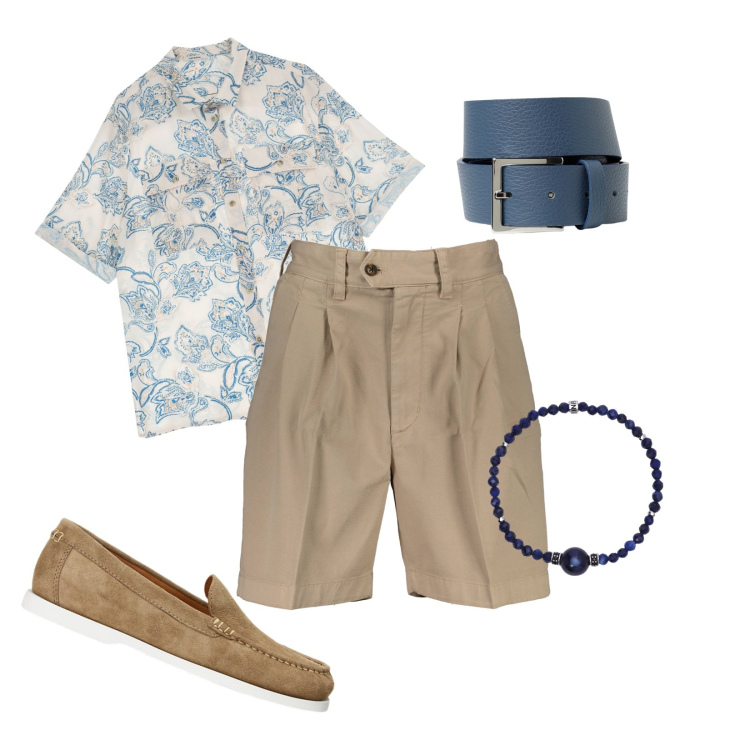 Outfit uomo - Total look #1922110. Abbinamento con braccialetti, camicie a manica corta, scarpe stringate, bermuda, cinture.