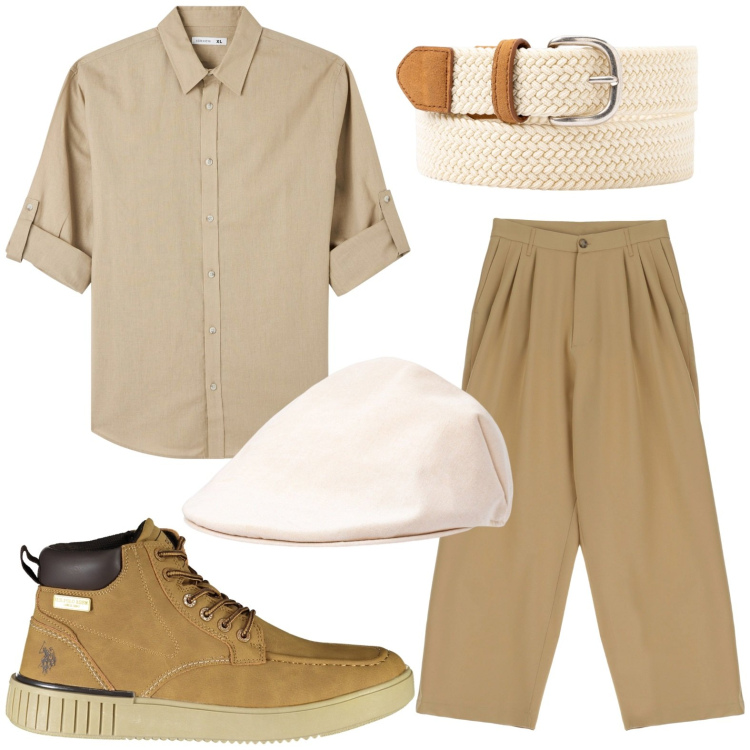 Outfit uomo - nuance brown. Stile Casual per Tutti i giorni. Abbinamento con camicie, pantaloni, cappelli e berretti, stivali, cinture.