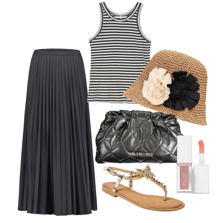 Outfit donna - Ghost outfitter - luglio. Stile Bon Ton per Tutti i giorni. Abbinamento con gloss, sandali gioiello, top, gonne lunghe, borse a spalla, cappelli.