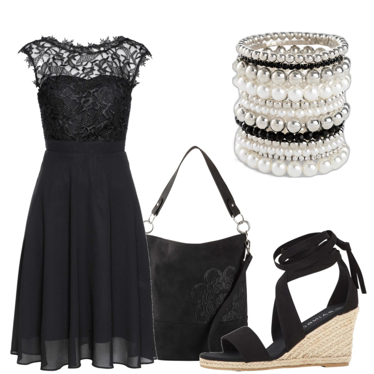 Outfit donna - Total look #1922174. Stile Romantica per Tutti i giorni. Abbinamento con braccialetti, borse a mano, vestiti, sandali.