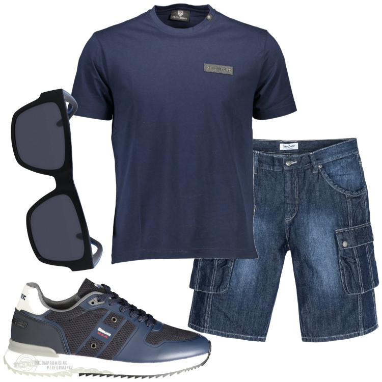 Outfit uomo - Total look #1922479. Stile Casual per Tutti i giorni. Abbinamento con bermuda, t-shirt, occhiali da sole, sneakers.