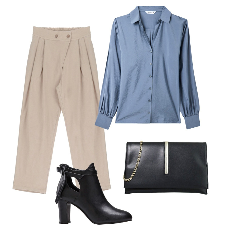 Outfit donna - Total look #1922521. Stile Casual per Tutti i giorni. Abbinamento con stivaletti, camicie, pantaloni, pochette.