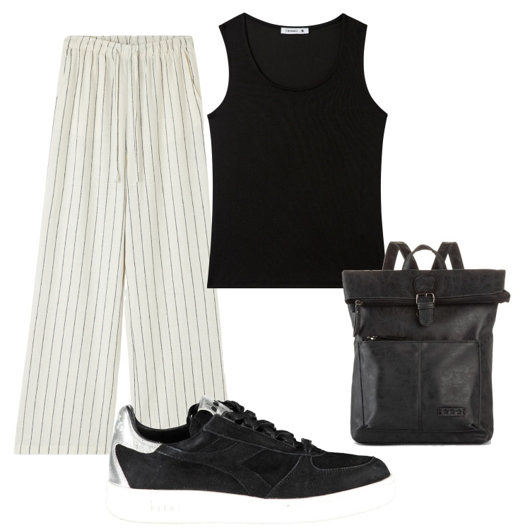 Outfit donna - Total look #1922600. Stile Casual per Tutti i giorni. Abbinamento con zaini, pantaloni, canottiere, sneakers.