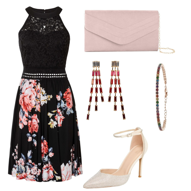 Outfit donna - Total look #1922621. Stile Glamour per Cerimonia. Abbinamento con vestiti, pochette, orecchini, décolleté, braccialetti.