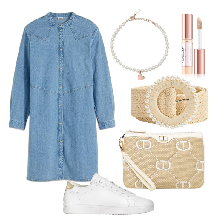 Outfit donna - Ghost outfitter - luglio. Stile Casual per Tutti i giorni. Abbinamento con sneakers, vestiti, correttori, cinture, braccialetti, clutch.