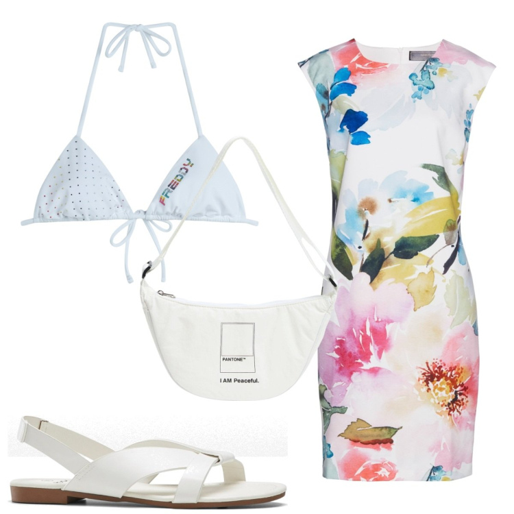 Outfit donna - Total look #1922775. Stile Trendy per Mare. Abbinamento con sandali, vestiti a tubino, marsupi, bikini.