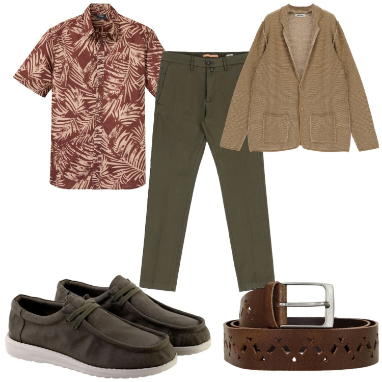 Outfit uomo - Total look #1922798. Stile Trendy per Tutti i giorni. Abbinamento con camicie a manica corta, giacche, pantaloni, cinture, scarpe stringate.