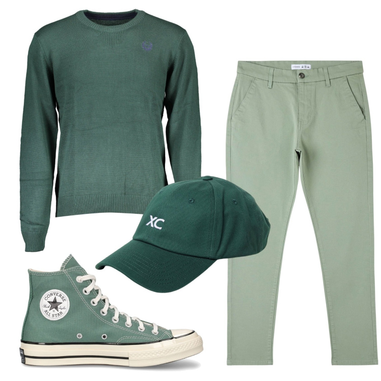 Outfit uomo - Total look #1922942. Stile Casual per Ufficio. Abbinamento con pantaloni skinny, sneakers, maglieria, cappelli.