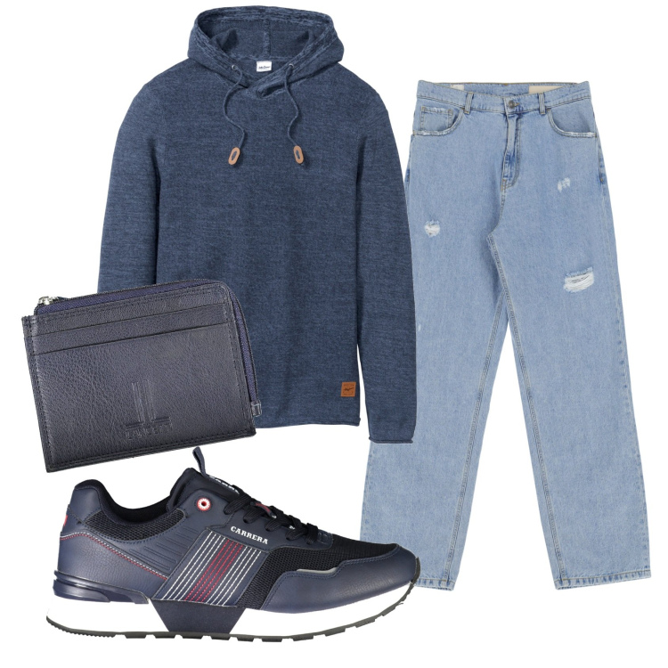 Outfit uomo - Total look #1922957. Stile Casual per Tutti i giorni. Abbinamento con maglieria, jeans dritti, sneakers, portamonete.
