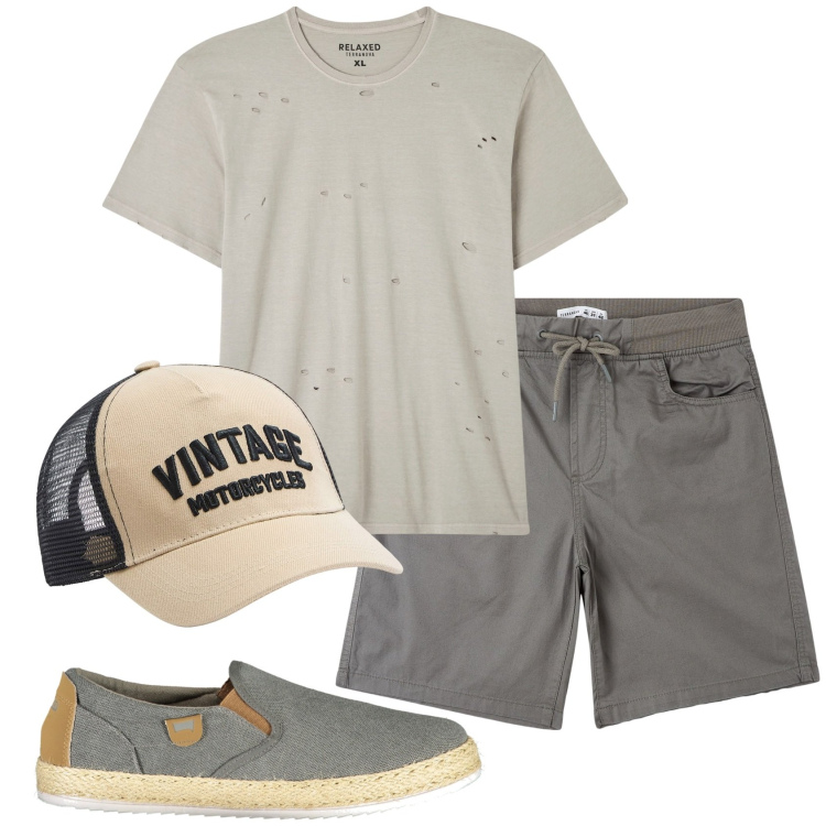 Outfit uomo - Total look #1922979. Stile Trendy Abbinamento con t-shirt, cappelli, shorts, sneakers.