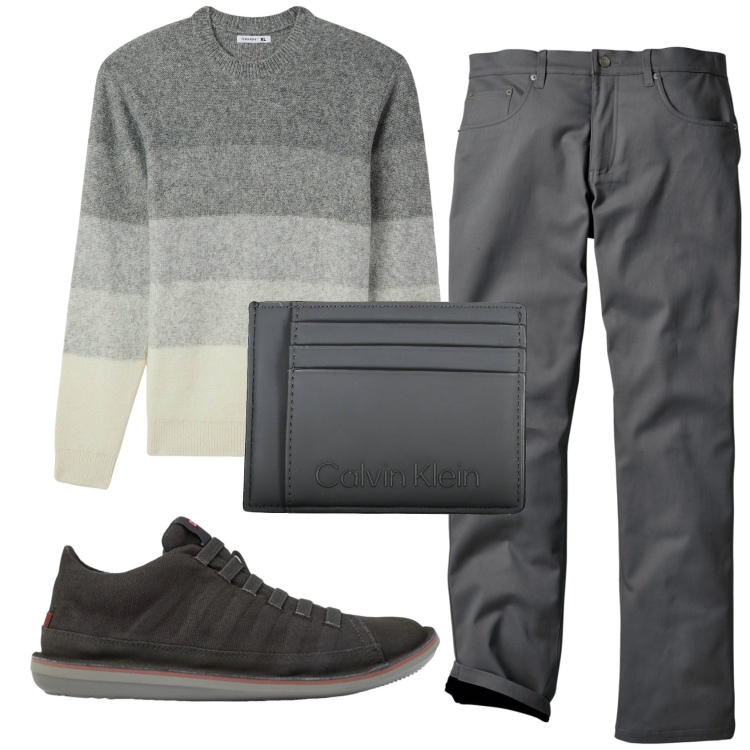 Outfit uomo - Total look #1923111. Stile Casual per Ufficio. Abbinamento con pantaloni, maglieria, portafogli, sneakers.