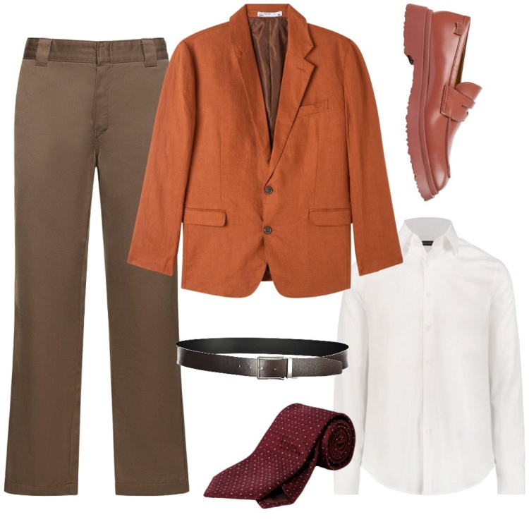 Outfit uomo - Marco: matrimonio a settembre. Stile Business/Elegante per Cerimonia. Abbinamento con giacche, camicie, cravatte, pantaloni, cinture, scarpe stringate.