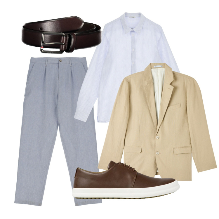 Outfit uomo - Niente a caso. Stile Trendy per Serata speciale. Abbinamento con giacche, pantaloni, camicie, cinture, scarpe stringate.