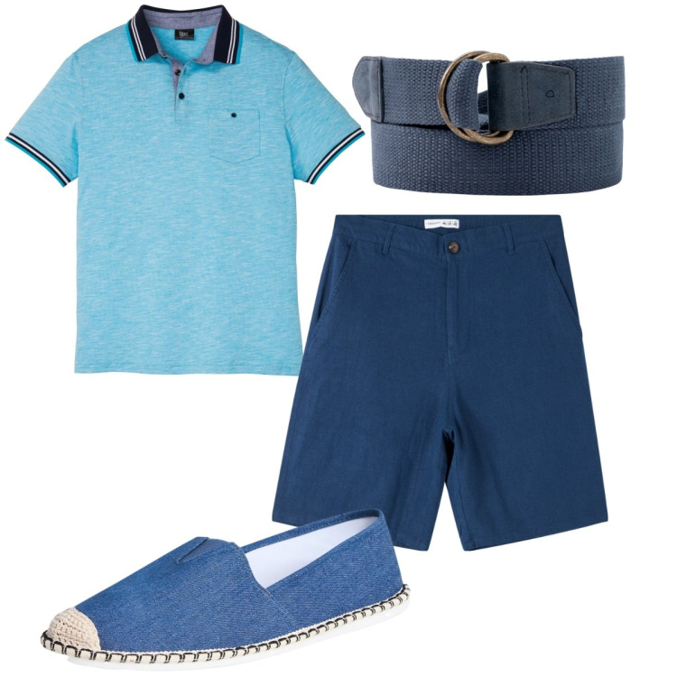 Outfit uomo - Total look #1923294. Stile Casual per Tutti i giorni. Abbinamento con polo, shorts, espadrillas, cinture.