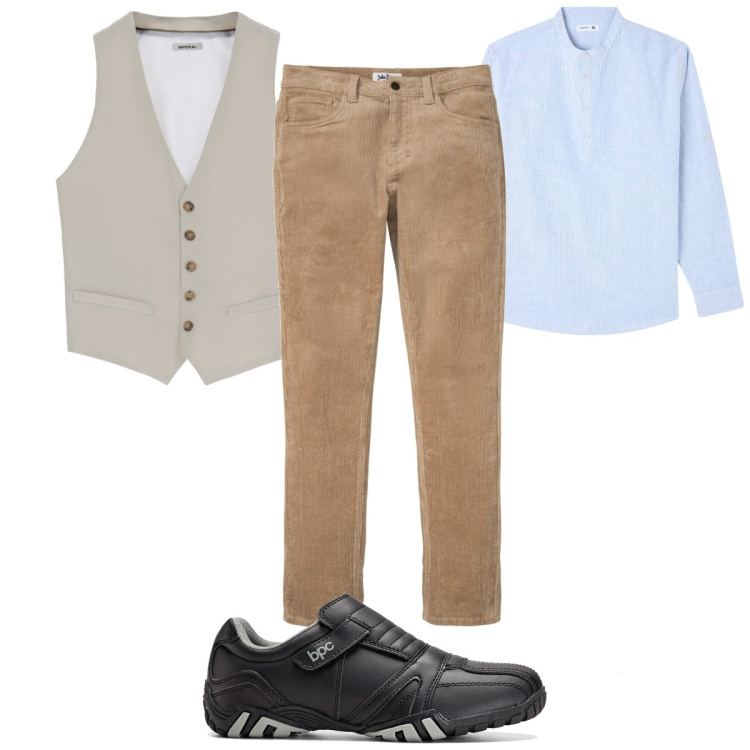 Outfit uomo - Total look #1923304. Stile Casual per Ufficio. Abbinamento con scarpe stringate, pantaloni, camicie, gilet.
