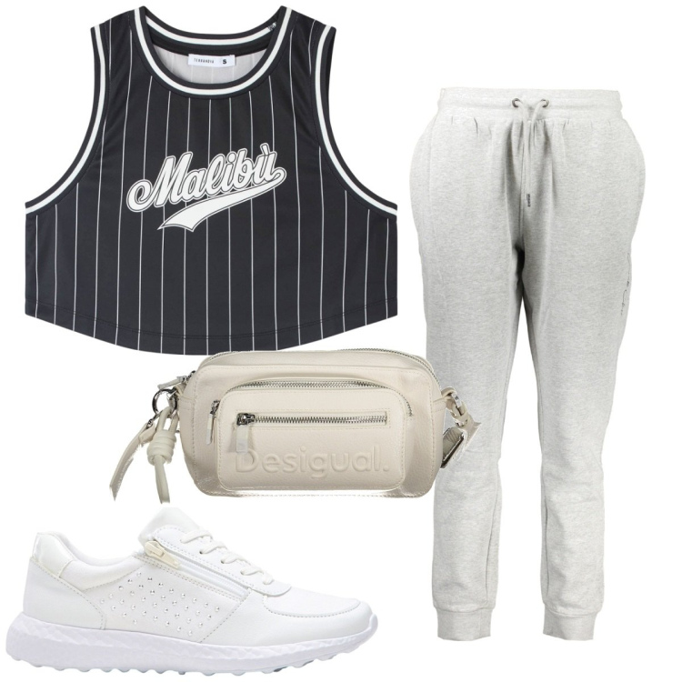 Outfit donna - Total look #1923323. Stile Basic per Sport. Abbinamento con sneakers, canottiere, borse a spalla, pantaloni.