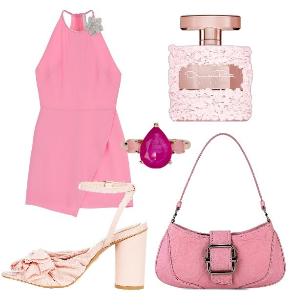Outfit donna - Bantoa summer sales. Stile Glamour per Tutti i giorni. Abbinamento con profumi, anelli, sandali col tacco, vestiti corti, borse a spalla.