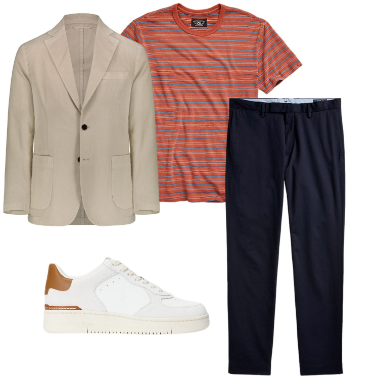 Outfit uomo - Gigolò. Stile Trendy per Tutti i giorni. Abbinamento con pantaloni chino, t-shirt, sneakers, giacche.