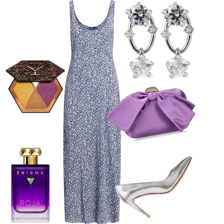 Outfit donna - La borsa dei sogni. Stile Glamour per Serata fuori. Abbinamento con ombretti, profumi, décolleté, vestiti, pochette, orecchini.