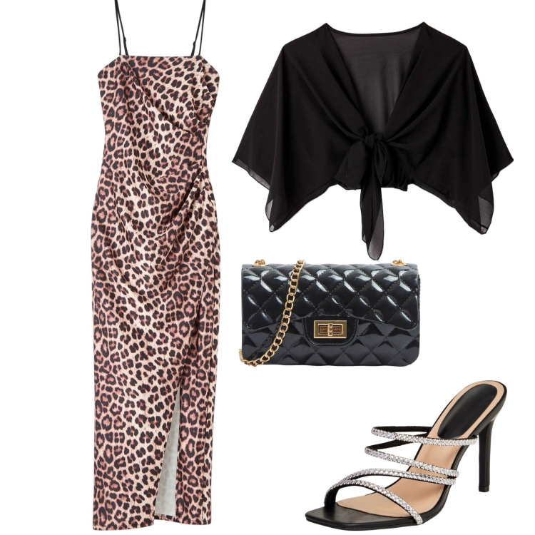 Outfit donna - Invitata. Stile Chic per Cerimonia. Abbinamento con borse a tracolla, blazer, vestiti, sandali col tacco.