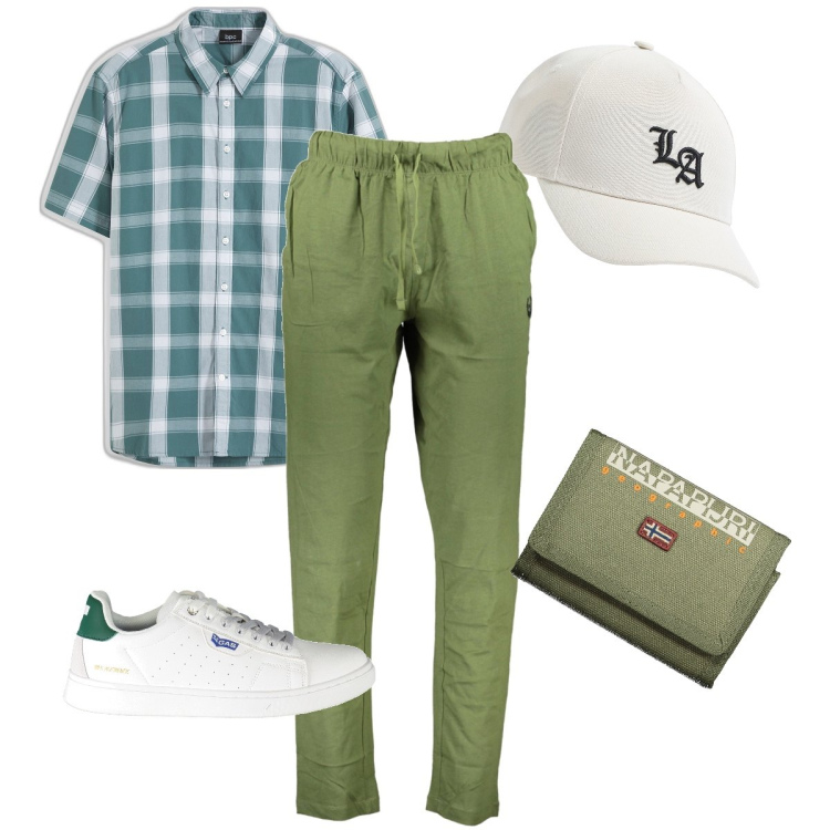 Outfit uomo - La camicia a quadri. Stile Casual per Tutti i giorni. Abbinamento con camicie a manica corta, cappelli, pantaloni, portafogli, sneakers.