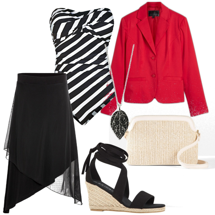 Outfit donna - Zebra & color. Stile Chic per Mare. look ideale per Tall. Abbinamento con borse a tracolla, gonne, blazer, costumi interi, ciondoli, sandali.